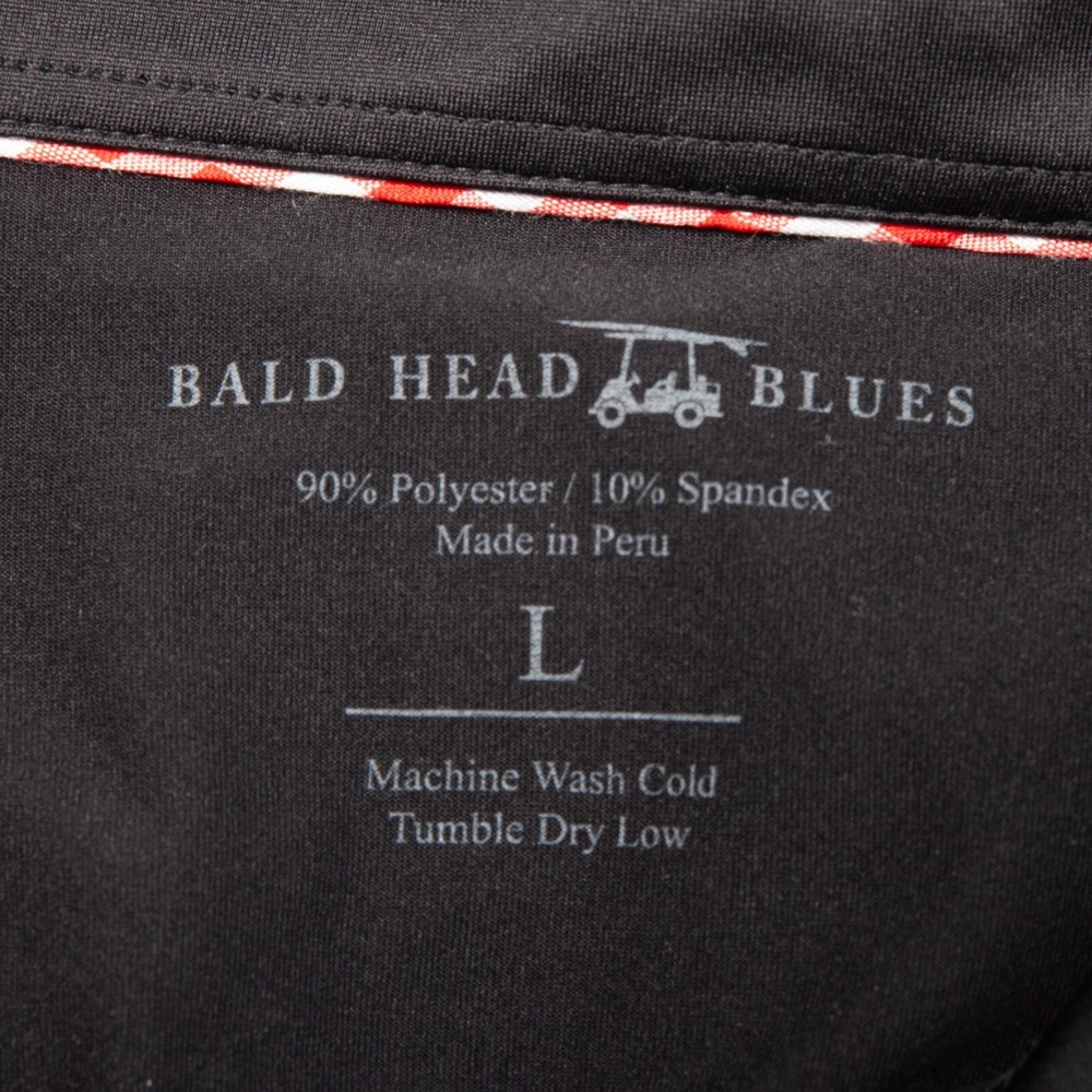 Bald Head Blues Polo Shirt Men Large Black Performance Stretch Golf Short Sleeve - Picture 5 of 10